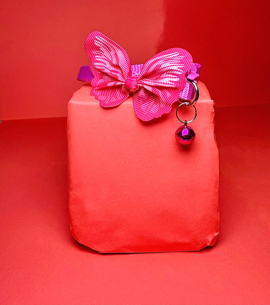 Hot Pink Butterfly Pet Collar | With Bell
