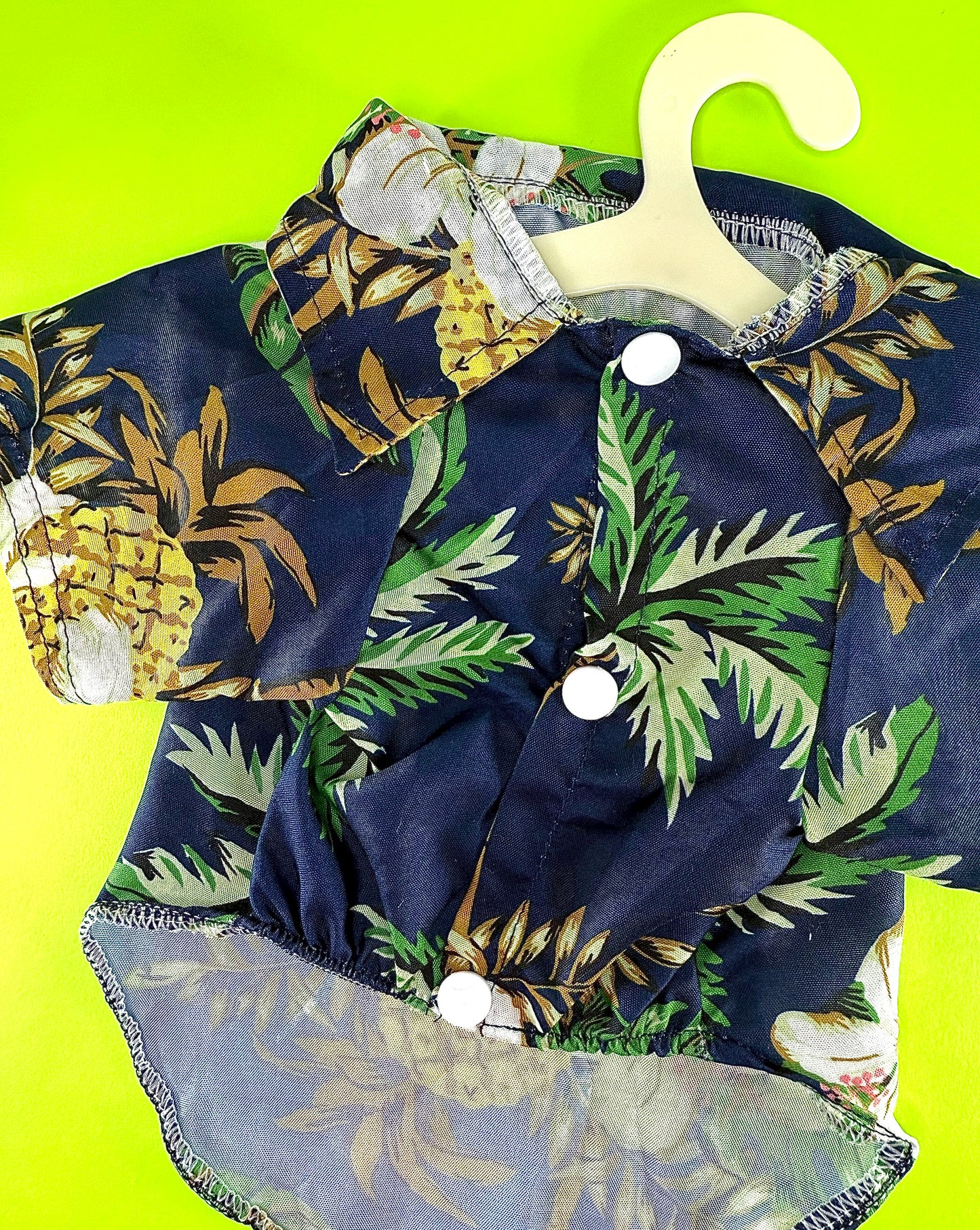 Tropical Button-Up Pet Shirt | Palm & Pineapple Print