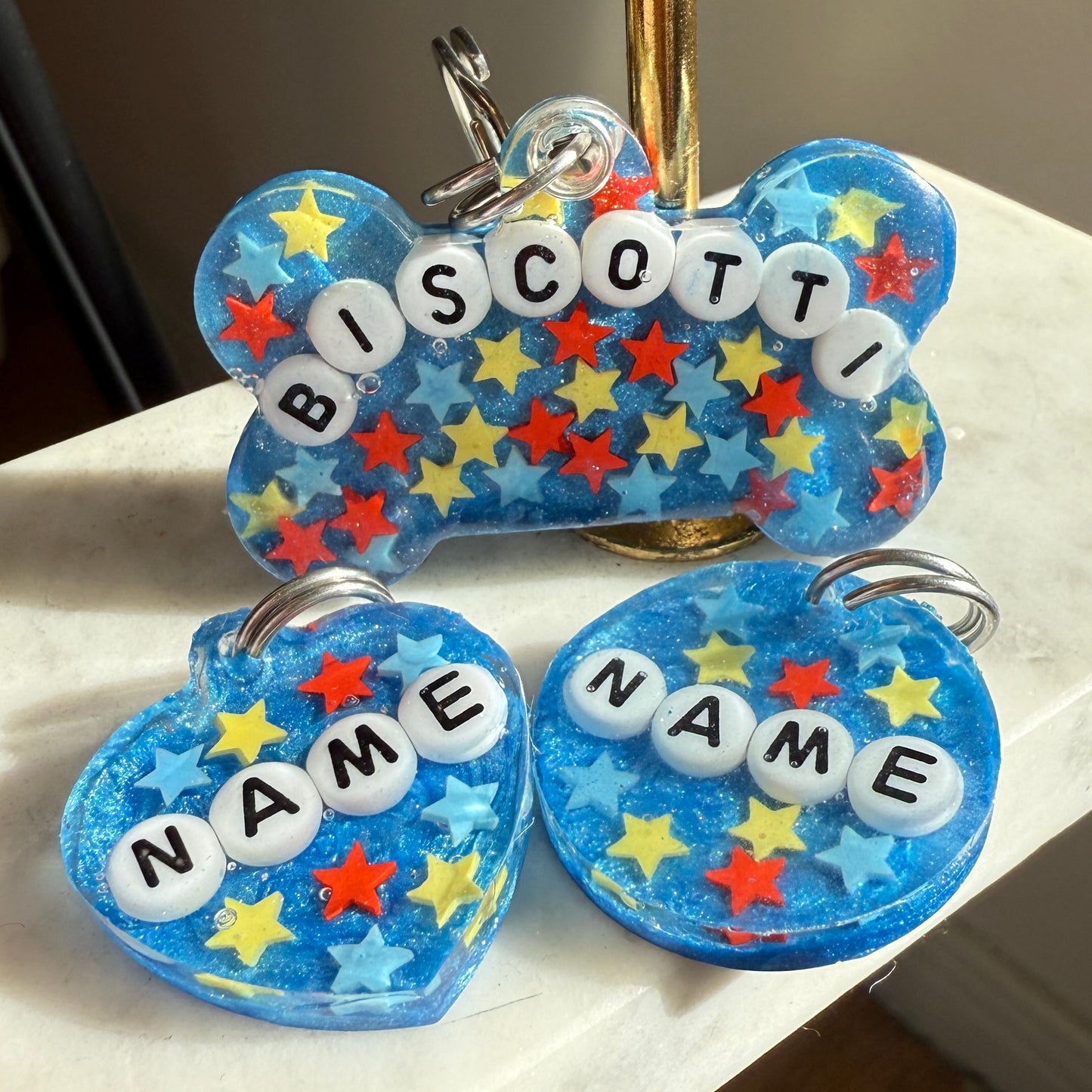 Blue Star Resin Pet ID Tag