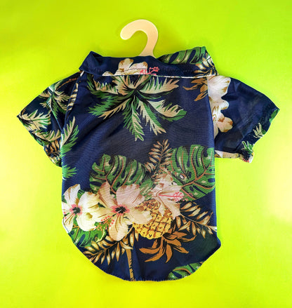 Tropical Button-Up Pet Shirt | Palm & Pineapple Print