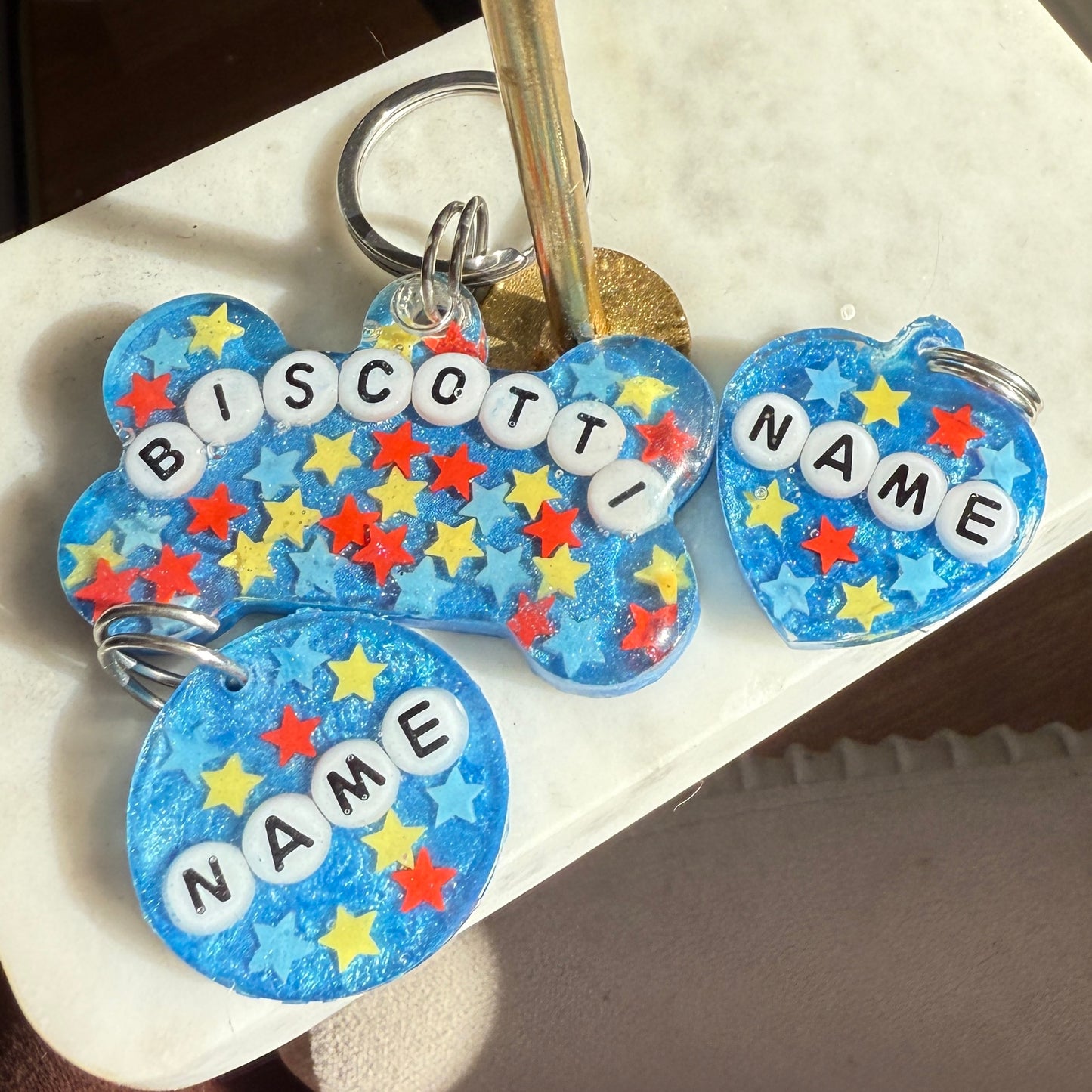 Blue Star Resin Pet ID Tag