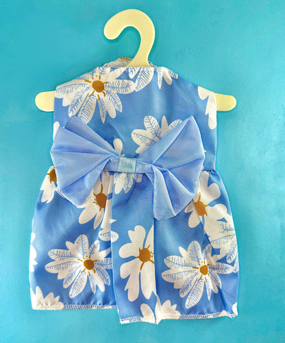 Blue Floral Bow Pet Dress | For Dogs & Cats
