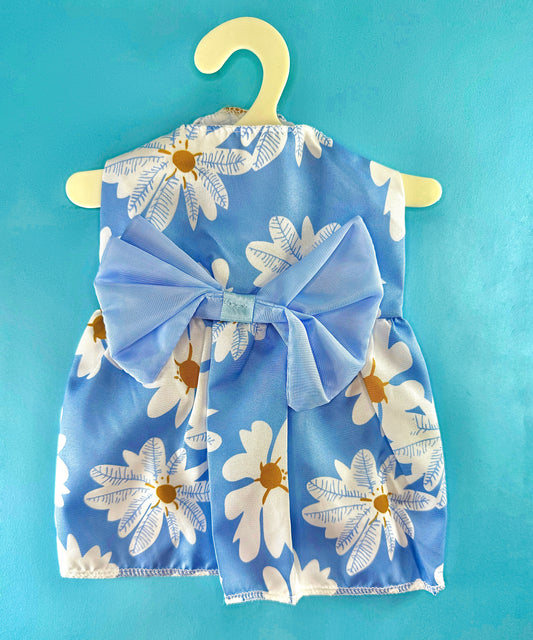 Blue Floral Bow Pet Dress | For Dogs & Cats