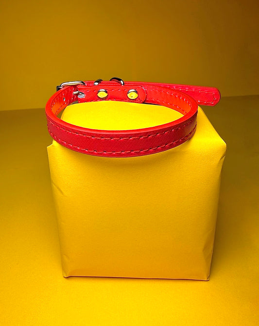Classic Faux Leather Pet Collar | Light Pink & Red Options