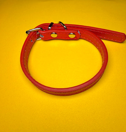 Classic Faux Leather Pet Collar | Light Pink & Red Options