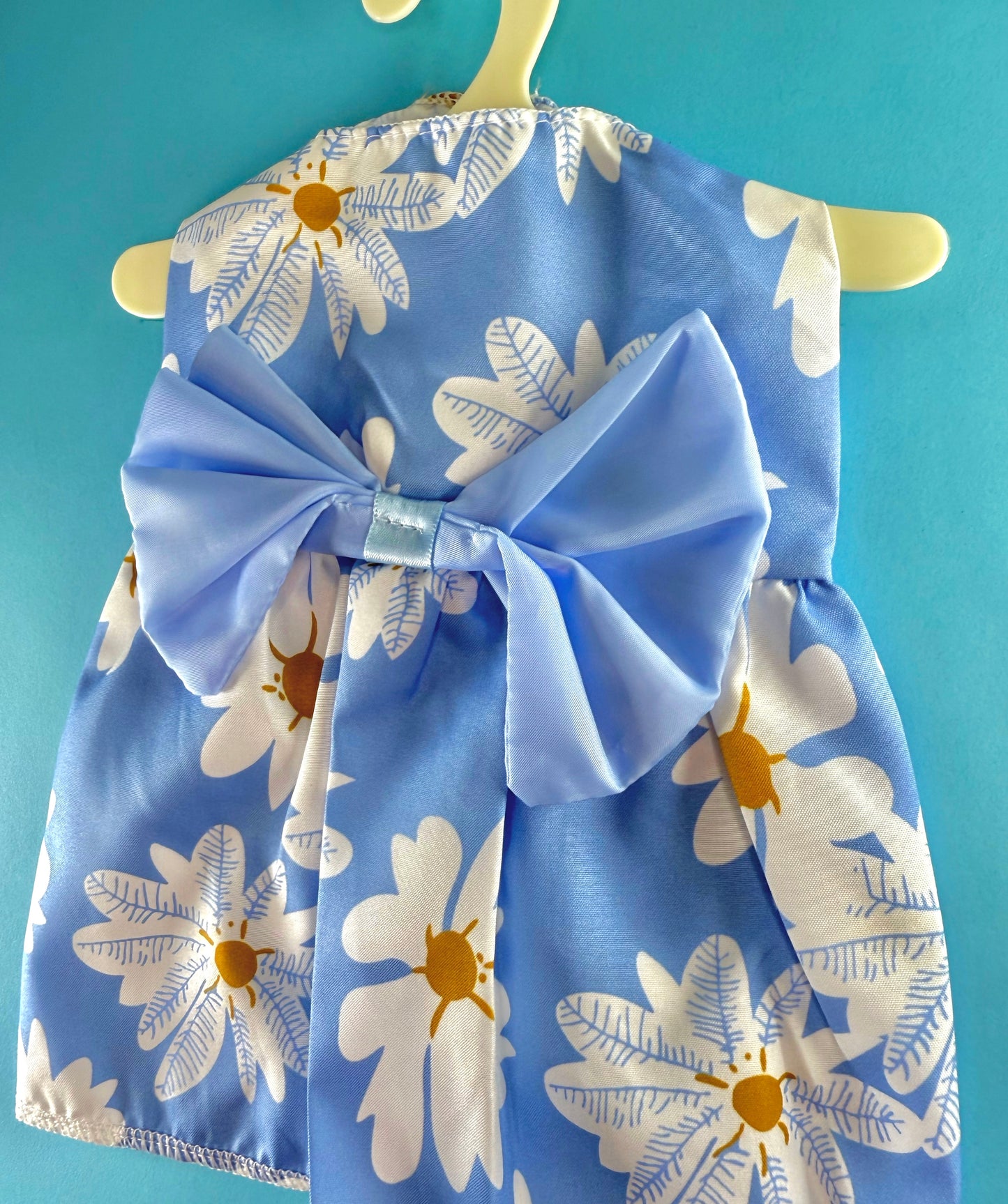 Blue Floral Bow Pet Dress | For Dogs & Cats