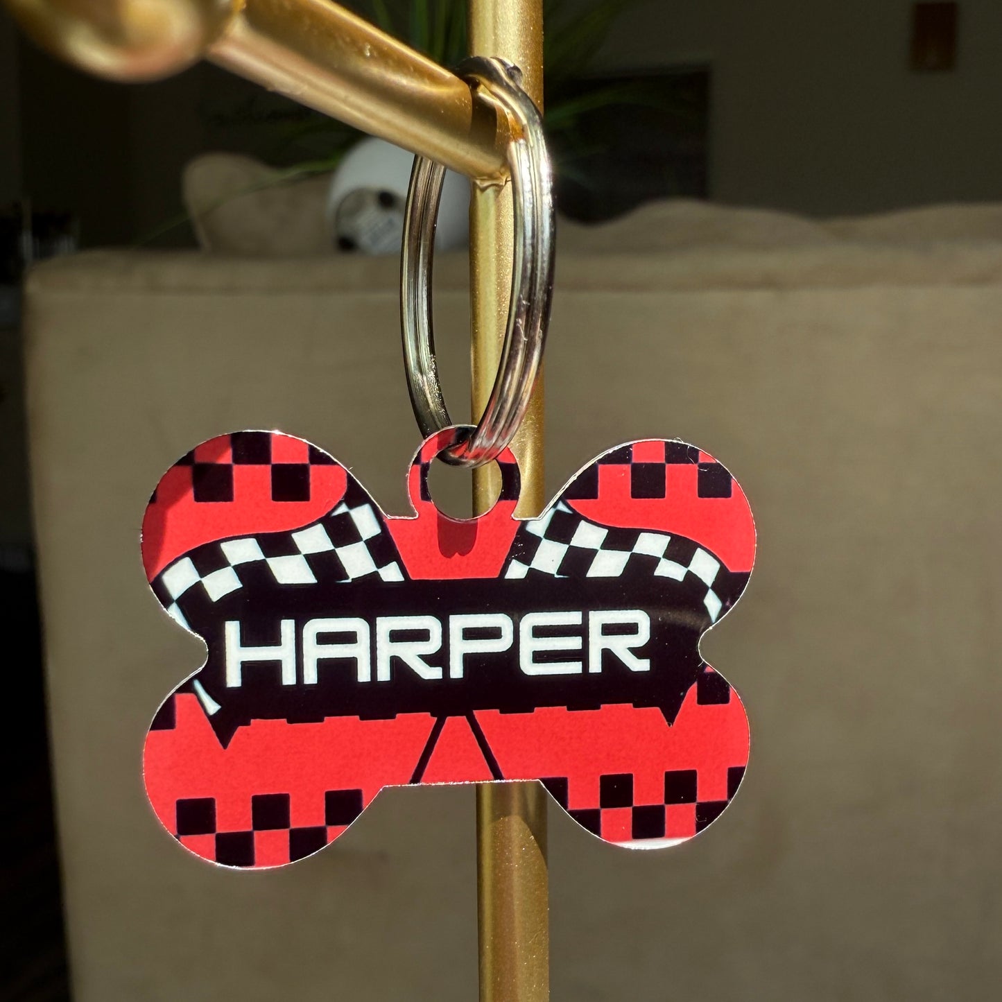 Custom Aluminum Pet ID Tag – Race Design