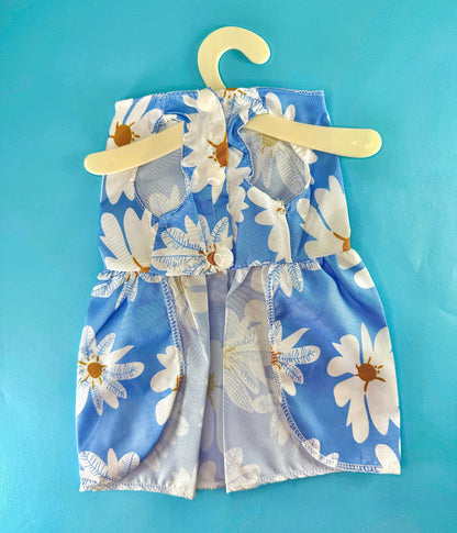 Blue Floral Bow Pet Dress | For Dogs & Cats