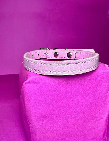 Classic Faux Leather Pet Collar | Light Pink & Red Options