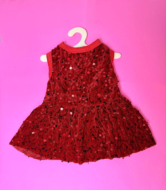 Burgundy Sequin Glam Pet Dress | For Dogs & Cats
