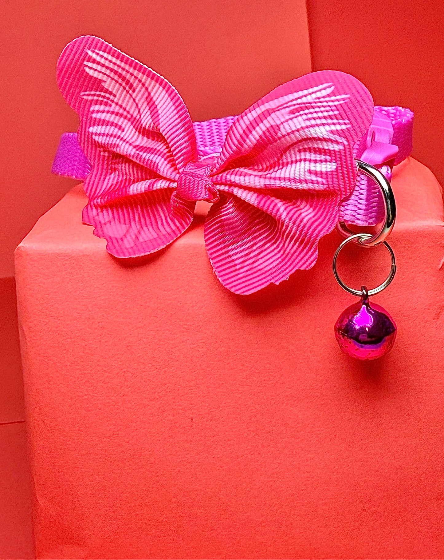 Hot Pink Butterfly Pet Collar | With Bell